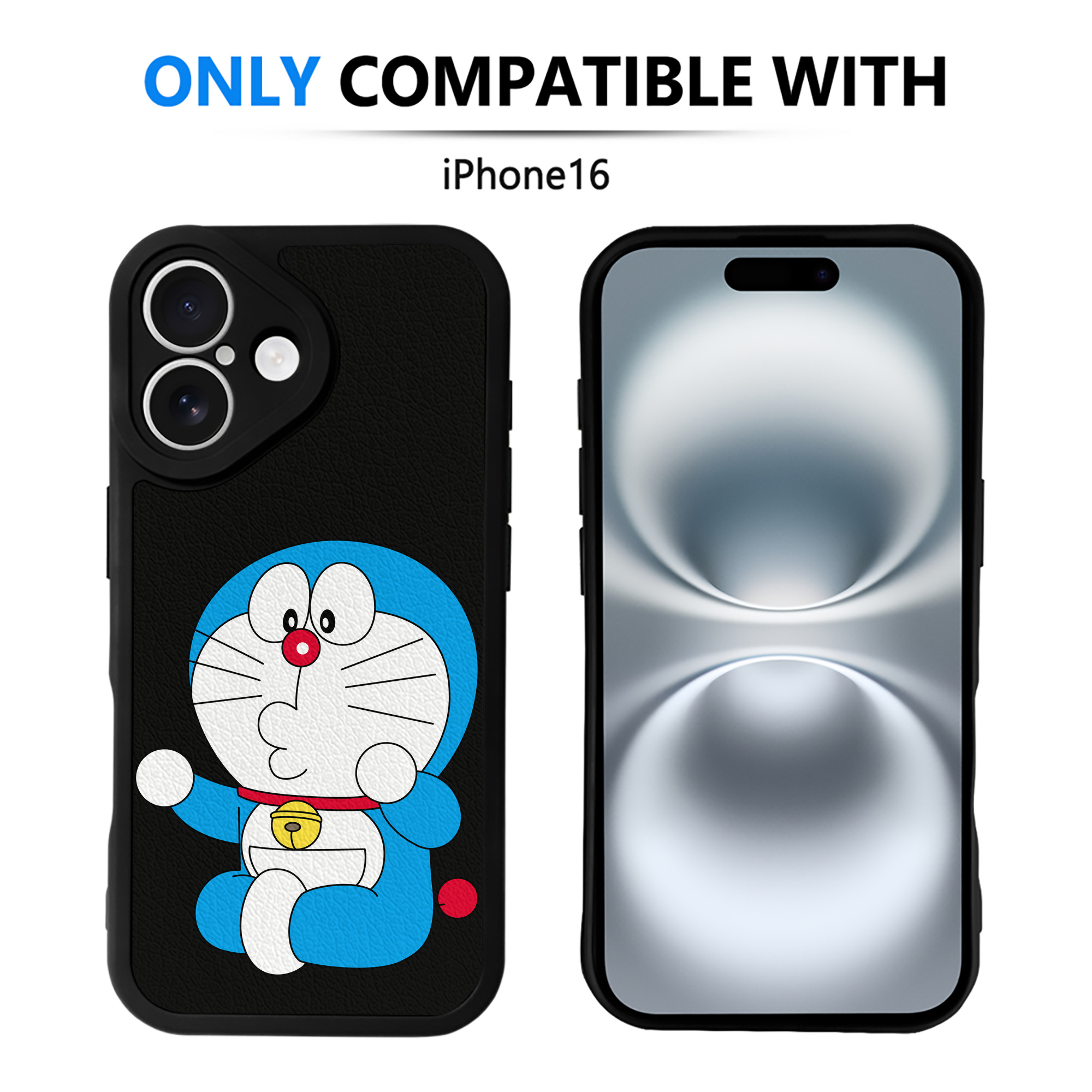 （画像用） ドラえもん Doraemon 【iPhone 16シリーズ対応】シリコンスマホケース（レザー調） 材質：シリコン